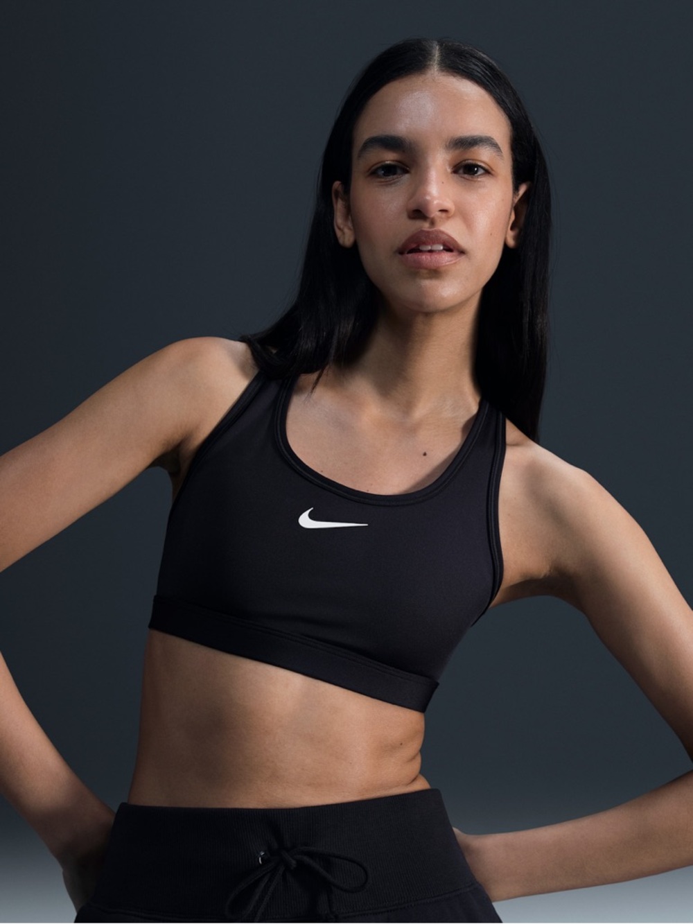 Nike Black Swoosh Sports Bra Medium Support